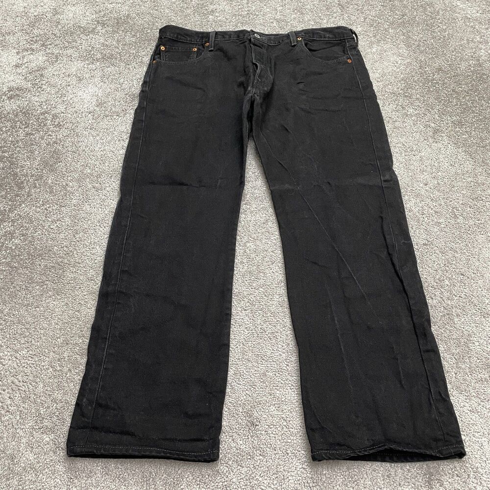 Levi's 501 Original Fit Denim Jeans Mens 40x30 Black Dark Wash Straight Cotton